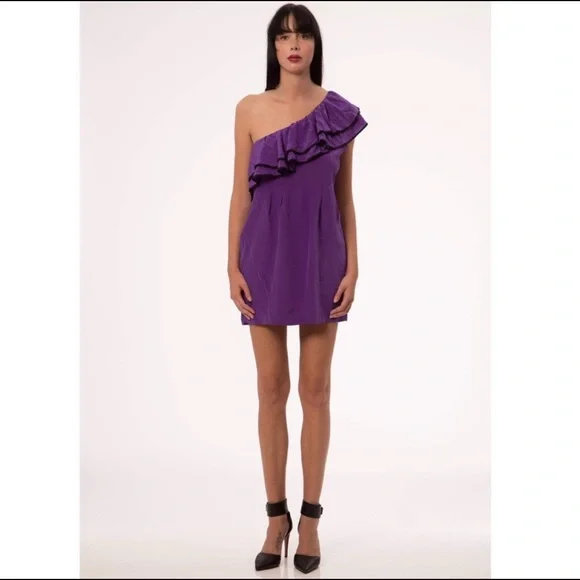 Yumi Kim Silk “Lanie” Silk One Shoulder Ruffled Dress Size S - Picture 3 of 16